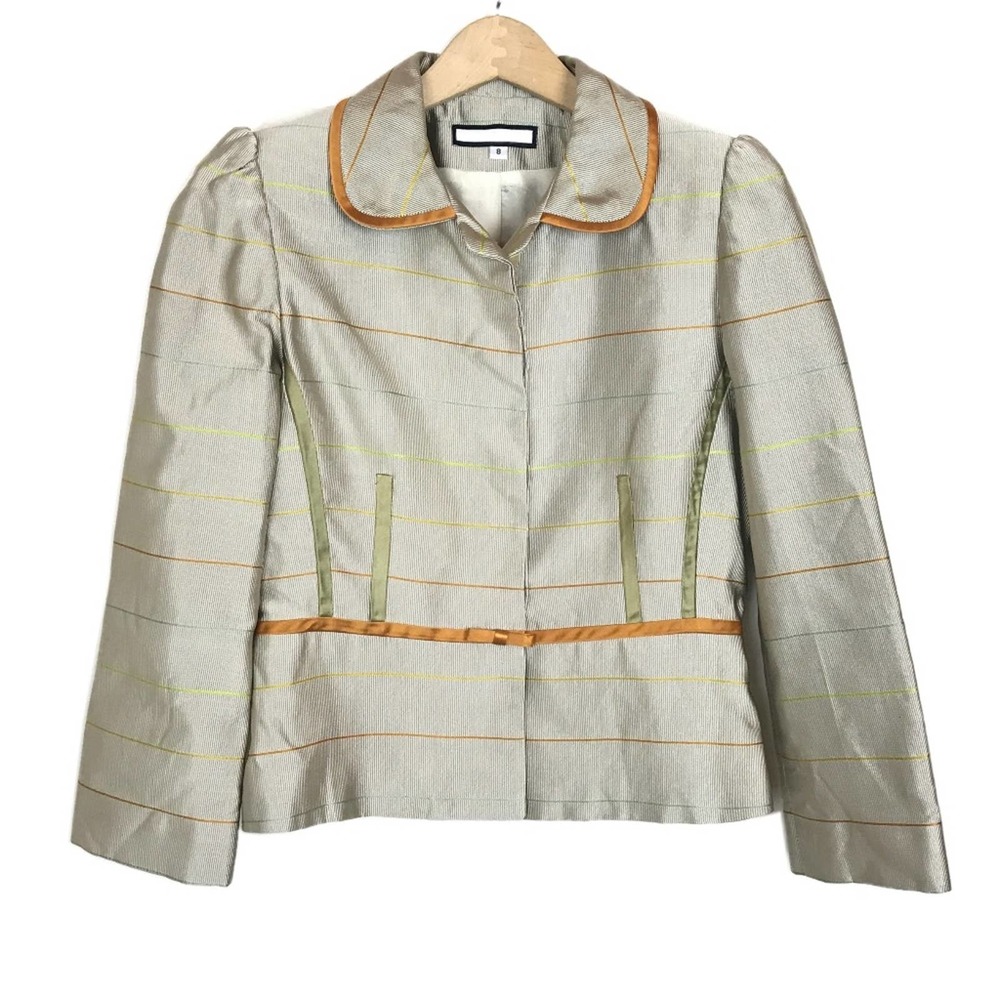 Lela Rose Striped Silk Blazer Champagne Classic - Picture 3 of 8